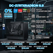 Load image into Gallery viewer, # DOTATECH DC-i7/RTXRADEON 5.3 PC GAMING PACKAGE 16GB DDR5 / 1TB Nvme / CPU i7-14700F With GPU Options