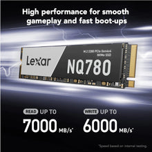 Load image into Gallery viewer, LEXAR NQ780 M.2 2280 PCIe Gen 4×4 NVMe SSD 512GB / 1TB / 2TB Performance Gaming SSD Read Write Up to 7000MB/s 6000MB/s