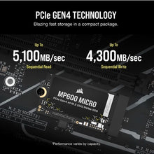 Load image into Gallery viewer, CORSAIR MP600 MICRO 1TB / 2TB PCIe 4.0 Gen4 x4 NVMe M.2 2242 Solid State Drive SSD