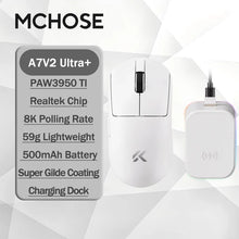 Load image into Gallery viewer, MCHOSE A7 V2 Ultra / Ultra+ Lightweight 59g Gaming Mouse 8K Polling / PAW3950 TI / Charging Dock