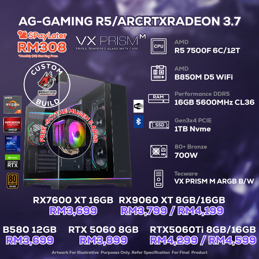 # DOTATECH AG-GAMING R5/ARCRTXRADEON 3.7 - CUSTOM PC GAMING PACKAGE #  R5 7500F + GPU Option(s)