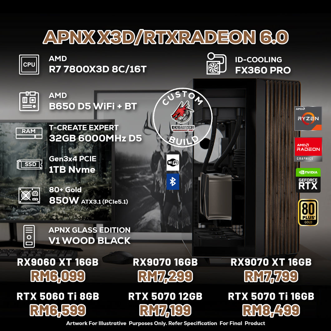 # DOTATECH APNX X3D/RTXRADEON 6.0 - CUSTOM PC GAMING PACKAGE # R7 7800X3D + GPU Option(s)