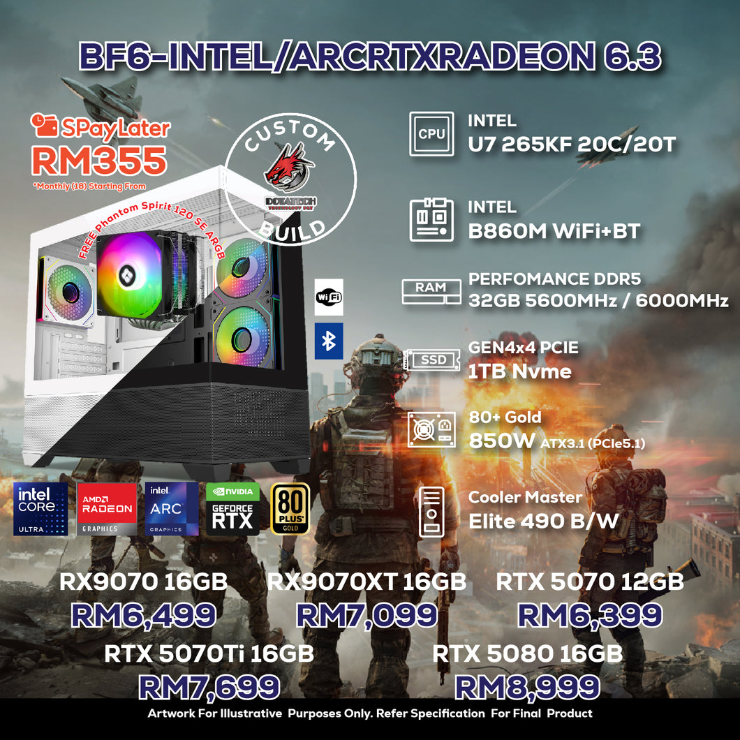 # DOTATECH BF6-INTEL/ARCRTXRADEON 6.3 - CUSTOM PC GAMING PACKAGE # U7 265KF + With GPU Option(s)
