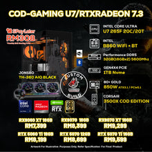 Load image into Gallery viewer, # DOTATECH COD-GAMING U7/RTXRADEON 7.3 PC GAMING PACKAGE 32GB DDR5 / 1TB Nvme / CPU U7 265F with GPU Option(s)
