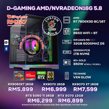 Load image into Gallery viewer, DOTATECH D-GAMING AMD/NVRADEON16G 5.8 - CUSTOM PC GAMING PACKAGE # AMD RYZEN 7 7800X3D + GPU Option(s)

