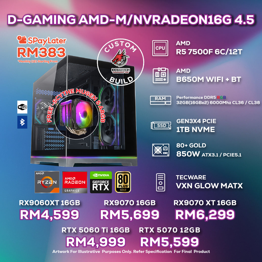 # DOTATECH D-GAMING AMD-M/NVRADEON16G 4.5 - CUSTOM PC GAMING PACKAGE # AMD RYZEN 5 7500F + GPU Option(s)