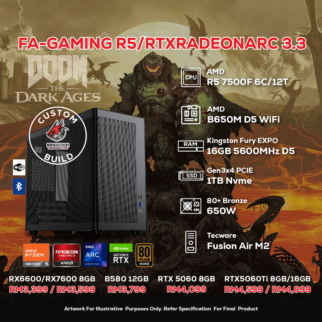 # DOTATECH FA-GAMING R5/RTXRADEONARC 3.3 - CUSTOM PC GAMING PACKAGE # R5 7500F + GPU Option (s)