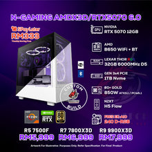 Load image into Gallery viewer, # DOTATECH N-GAMING AMDX3D/RTX5070 6.0 - CUSTOM PC GAMING PACKAGE #  CPU Option(s) + RTX5070 12GB

