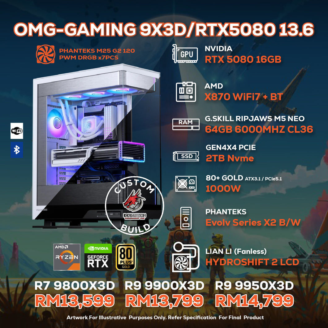 # DOTATECH  OMG-GAMING 9X3D/RTX5080 13.6 - CUSTOM PC GAMING PACKAGE # RTX 5080 + CPU Option(s) / Custom-Made
