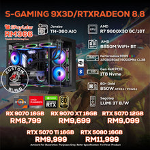 Load image into Gallery viewer, DOTATECH S-GAMING 9X3D/RTXRADEON 8.8 - CUSTOM PC GAMING PACKAGE R7 9800X3D + GPU OPTION(S)
