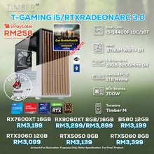 Load image into Gallery viewer, # DOTATECH T-GAMING i5/RTXRADEONARC 3.0 - CUSTOM PC GAMING PACKAGE # i5-14400F + GPU OPTION(S)

