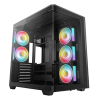 DeepCool CG590U 5F Curved Glass Dual Chamber Paranomic ATX PC Case 5x Pre-Installed ARGB Fans BLACK