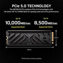 Load image into Gallery viewer, CORSAIR MP700 ELITE PCIe Gen.5.0 x4 NVMe M.2 2280 Solid State Drive SSD 1TB / 2TB
