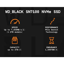 Load image into Gallery viewer, WD_BLACK SN7100 1TB / 2TB M.2 2280 Gen4 PCIe NVMe Internal Performance Gaming SSD
