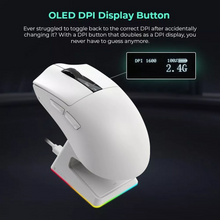 Load image into Gallery viewer, TECWARE EX1 Lightweight Tri-Mode Wireless Gaming Mouse With OLED Display &amp; RGB Charging Dock BLACK / WHITE
