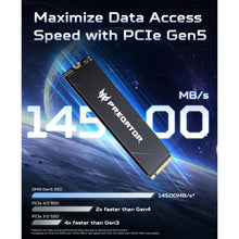 Load image into Gallery viewer, Acer Predator GM9 PCIe Gen5×4 NVME 2.0 M.2 2280 Performance SSD 1TB / 2TB / 4TB / Up to 14500 MB/s Read
