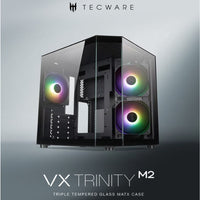 TECWARE VX Trinity M2 Mid Tower Triple T.G mATX Case With Pre-Installed 3 x 120mm ARGB Fans BLACK