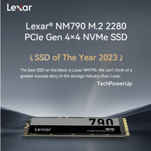 Load image into Gallery viewer, Lexar NM790 M.2 2280 PCIe Gen 4×4 NVMe Performance SSD 512GB / 1TB / 2TB / 4TB Read Write Up to 7400 MB/s 6500 MB/s
