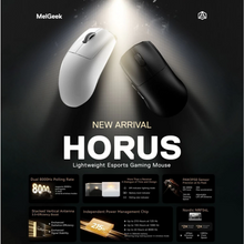 Load image into Gallery viewer, Melgeek HORUS Lightweight Esports Gaming Mouse PAW3950 / 49 ± 2 g / Pyramid Dongle / 215h / Black / White
