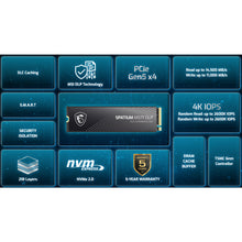 Load image into Gallery viewer, MSI SPATIUM M571 DLP PCIe 5.0 NVMe M.2 2280 2TB SSD / Sequential Read Write up to 14,500MB/s + 11,000MB/s
