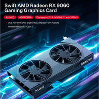 XFX SWIFT AMD Radeon RX 9060 Gaming Edition 8GB GDDR6 HDMI 2xDP / AMD RDNA4 DX12 / RX-96SWFT8BC / BLACK BULK BOX
