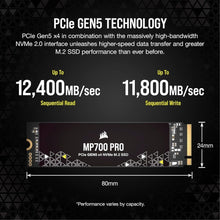 Load image into Gallery viewer, CORSAIR MP700 PRO Series PCIe Gen.5.0 x4 NVMe M.2 2280 SSD
