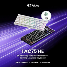Load image into Gallery viewer, Akko TAC75 Black HE Magnetic Keyboard Akko Glare Magnetic Switch 8K Polling Black / White
