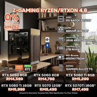 DOTATECH Z-GAMING RYZEN/RTXON 4.6 PC GAMING PACKAGE / 16GB DDR5 / 1TB SSD / R5 8400F + GPU OPTION (S)