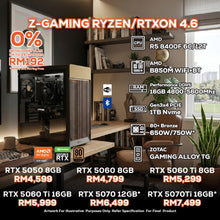 Load image into Gallery viewer, DOTATECH Z-GAMING RYZEN/RTXON 4.6 PC GAMING PACKAGE / 16GB DDR5 / 1TB SSD / R5 8400F + GPU OPTION (S)
