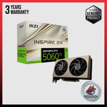 Load image into Gallery viewer, MSI GeForce RTX 5060 Ti 16G INSPIRE 2X OC / 8G INSPIRE 2X OC GDDR7 GPU 28 Gbps 128bit PCIe 5.0 DX12 NVIDIA DLSS 4
