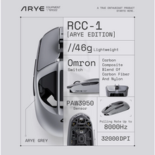 Load image into Gallery viewer, ARYE RCC-1 Gaming Mouse 46g / 8K Hz Polling Rate / Carbon Fiber / 3950 Flagship Sensor Grey

