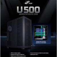 FSP U500-B Workstation PC Case ATX Mid-Tower Mesh Panel With 120mm x5 PWM Fans