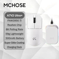 MCHOSE A7 V2 Ultra / Ultra+ Lightweight 59g Gaming Mouse 8K Polling / PAW3950 TI / Charging Dock