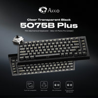 AKKO CLEAR TRANSPARENT BLACK 5075B PLUS WIRELESS HOT SWAPPABLE MECHANICAL KEYBOARD WITH PIANO PRO V3 LINEAR SWITCHES