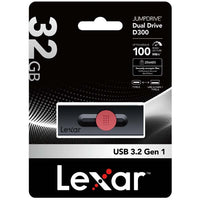 Lexar JumpDrive Dual Drive D300 USB 3.2 Gen 1 Type-C 32GB / 64GB / 128GB / 256GB