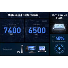 Load image into Gallery viewer, Lexar NM790 M.2 2280 PCIe Gen 4×4 NVMe Performance SSD 512GB / 1TB / 2TB / 4TB Read Write Up to 7400 MB/s 6500 MB/s

